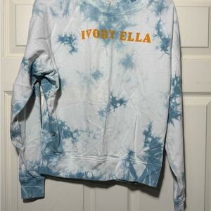 Ivory Ella Light Blue & White Tie-Dye Sweatshirt with Gold Lettering
